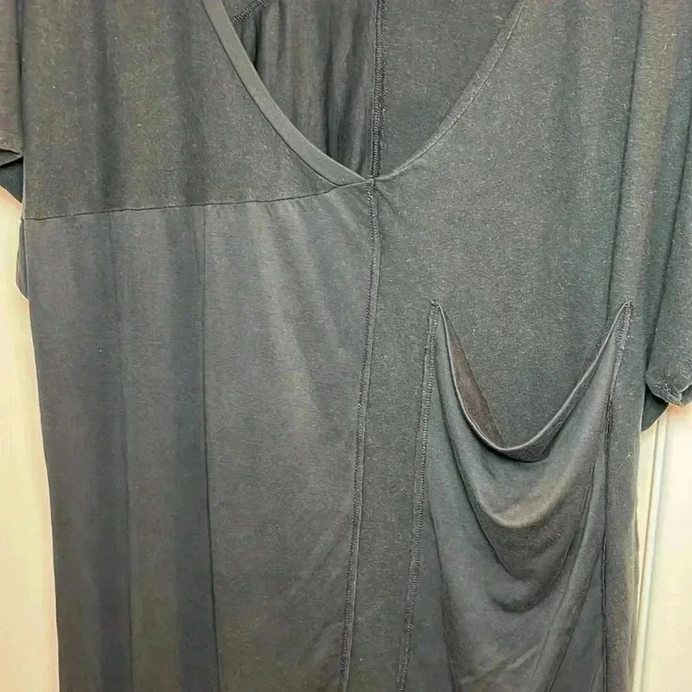 Sundance Lagenlook Black Shirt Dress Linen Cotton Large